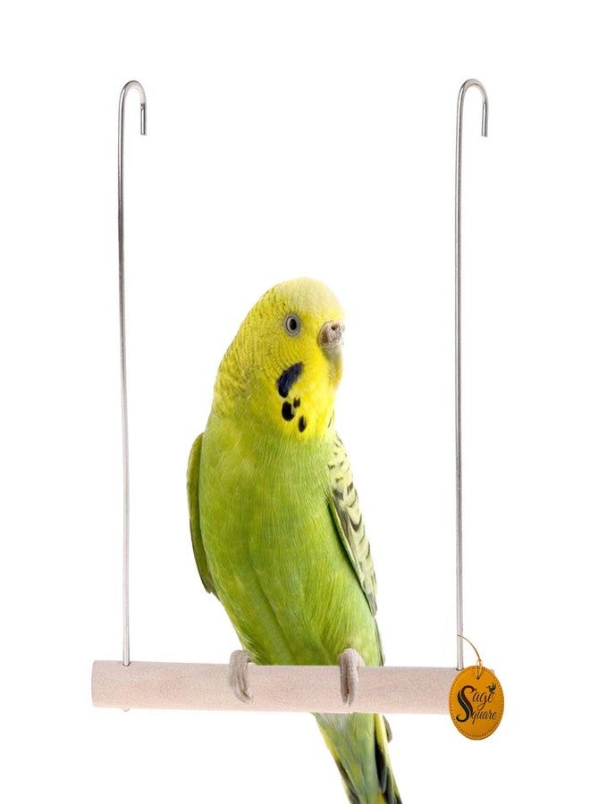 Sage Square Playful Natural Perch Wood Perch Swing Toy Cage Hanging Platform, Climbing, Exercise Perch for Birds (Small) - Image 1